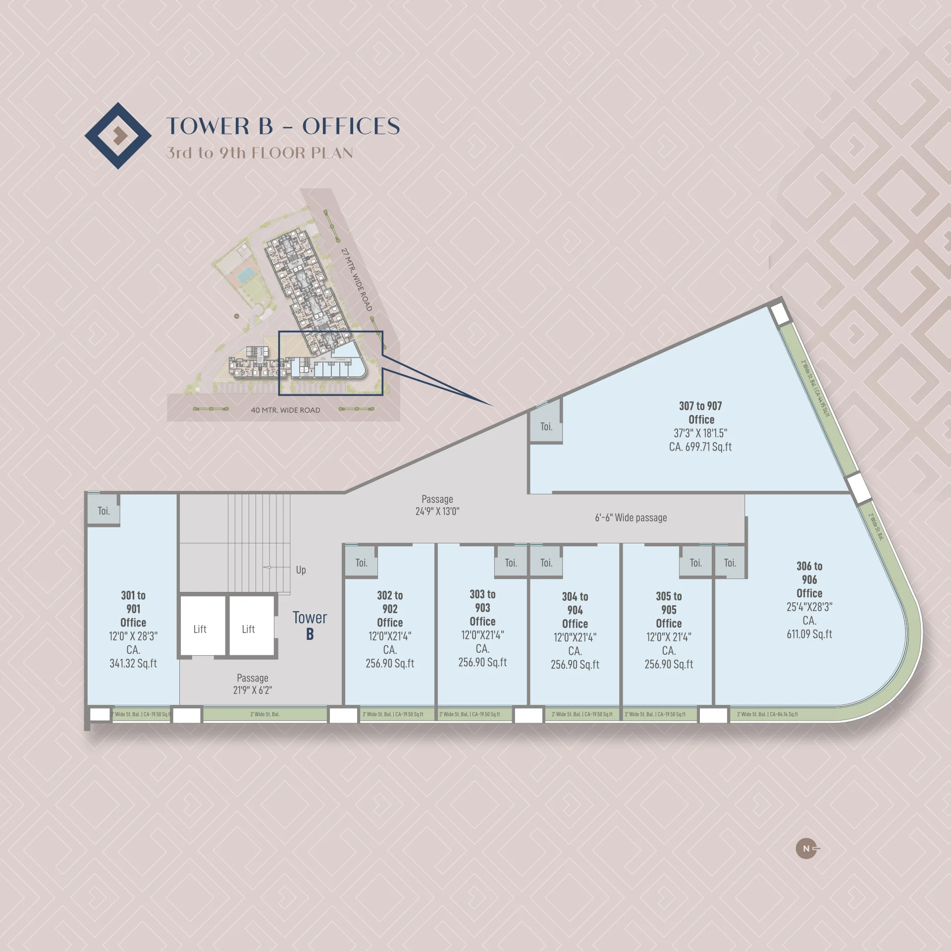 Tower B - Offices 3rd to 9th Floor Plan