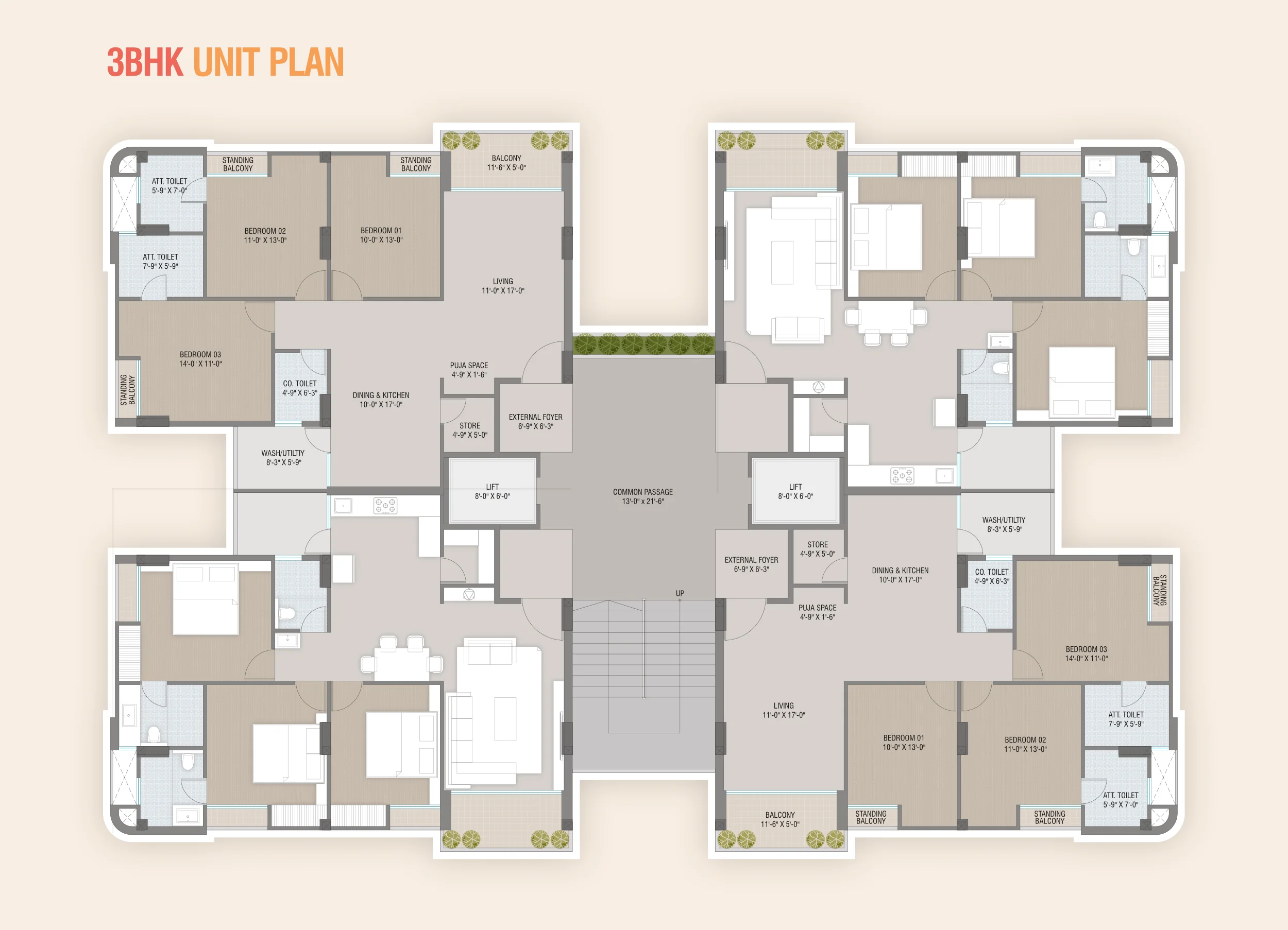 3BHK Unit Plan